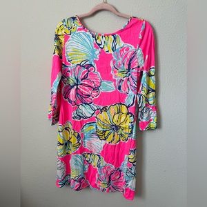 Lilly Pulitzer 97181 Women's Pink Blue Marlowe Pima Cotton T Shirt Dress medium